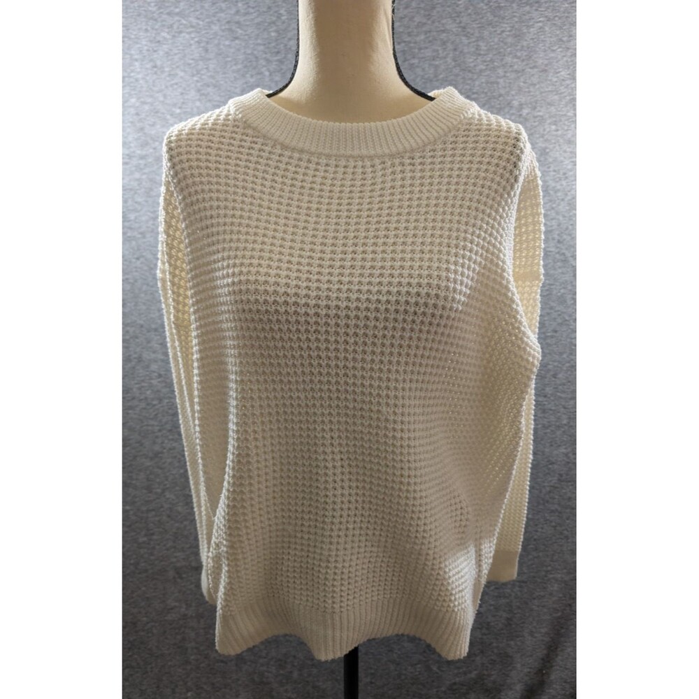 Time And True Women's Sweater Waffle Knit Crewneck Pullover Size Large (12-14)